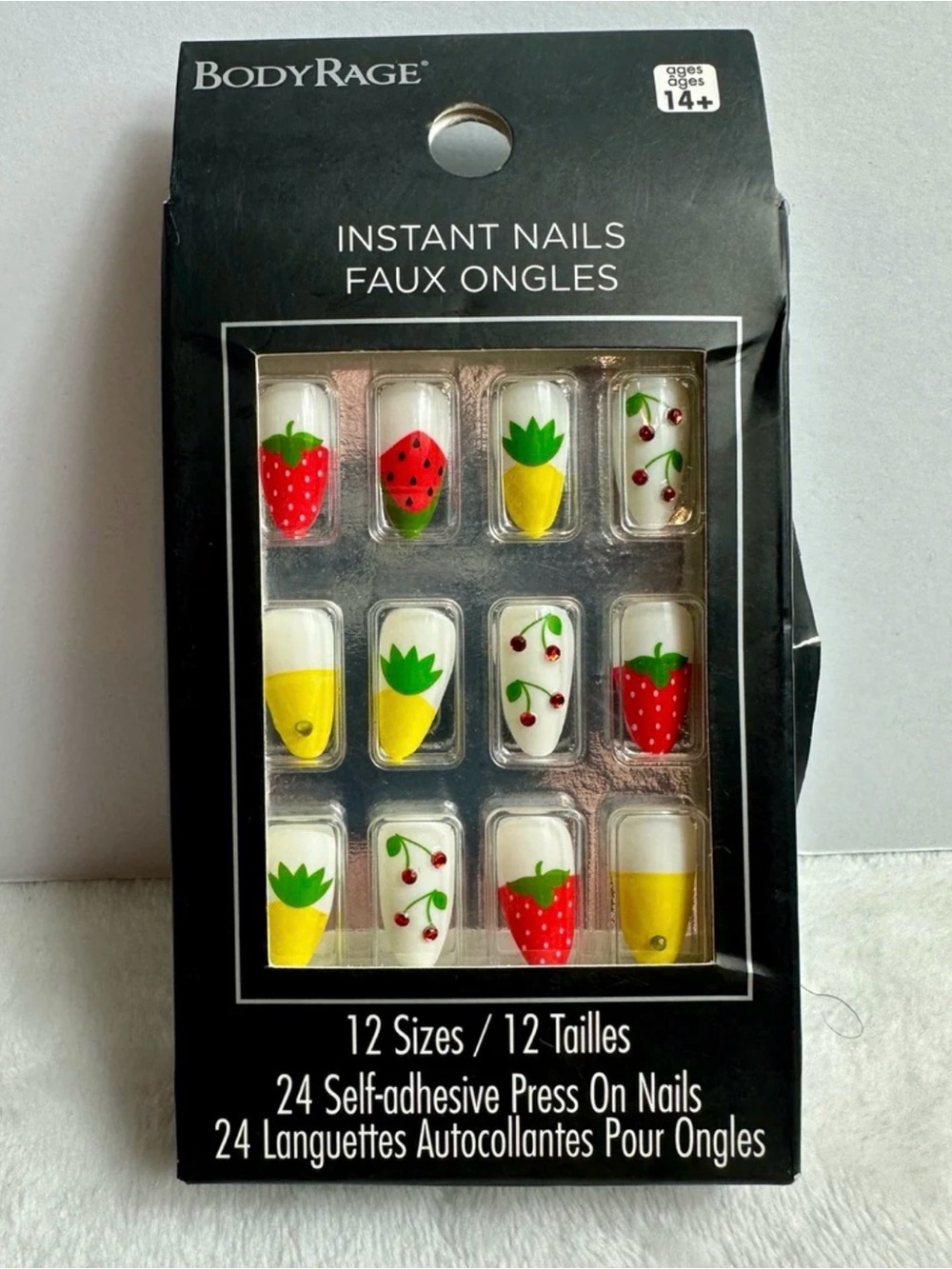 Spencer’s Bodyrage Press on nails Fruit Strawberry Cherry Pineapple 24 pack